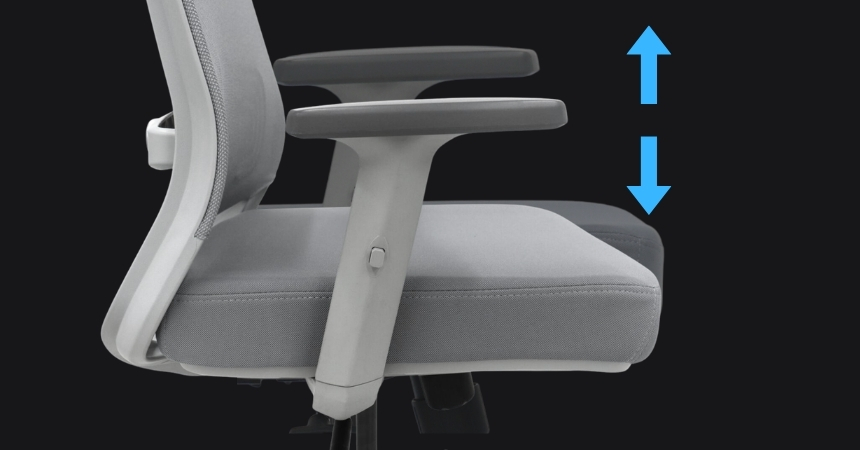 Podłokietniki 2D z nakładkami TPU w fotelu NEST